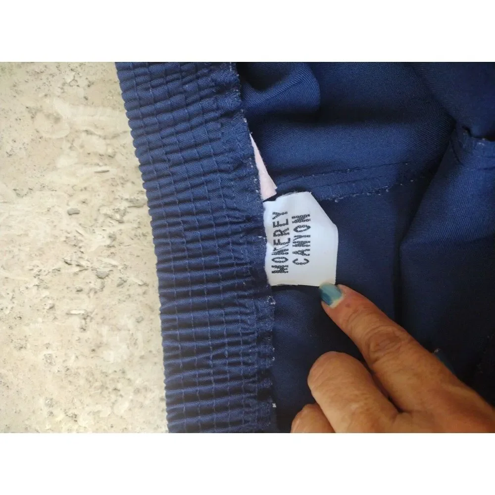 Monterey Canyon Pants Women 12 Navy Elastic‎ Waist Pull On 100% Polyester Casual